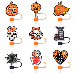 Halloween Straw Hat Cartoon DIY Creative Dustproof Plug Reusable Cup Decorative Silicone Straw Cover