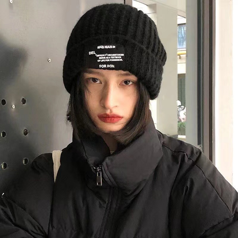 Autumn and Winter Warm Letter Versatile Knitted Ear Protection, Personalized Trendy Cold Hat, Unisex Stacking Hat_voghion.com