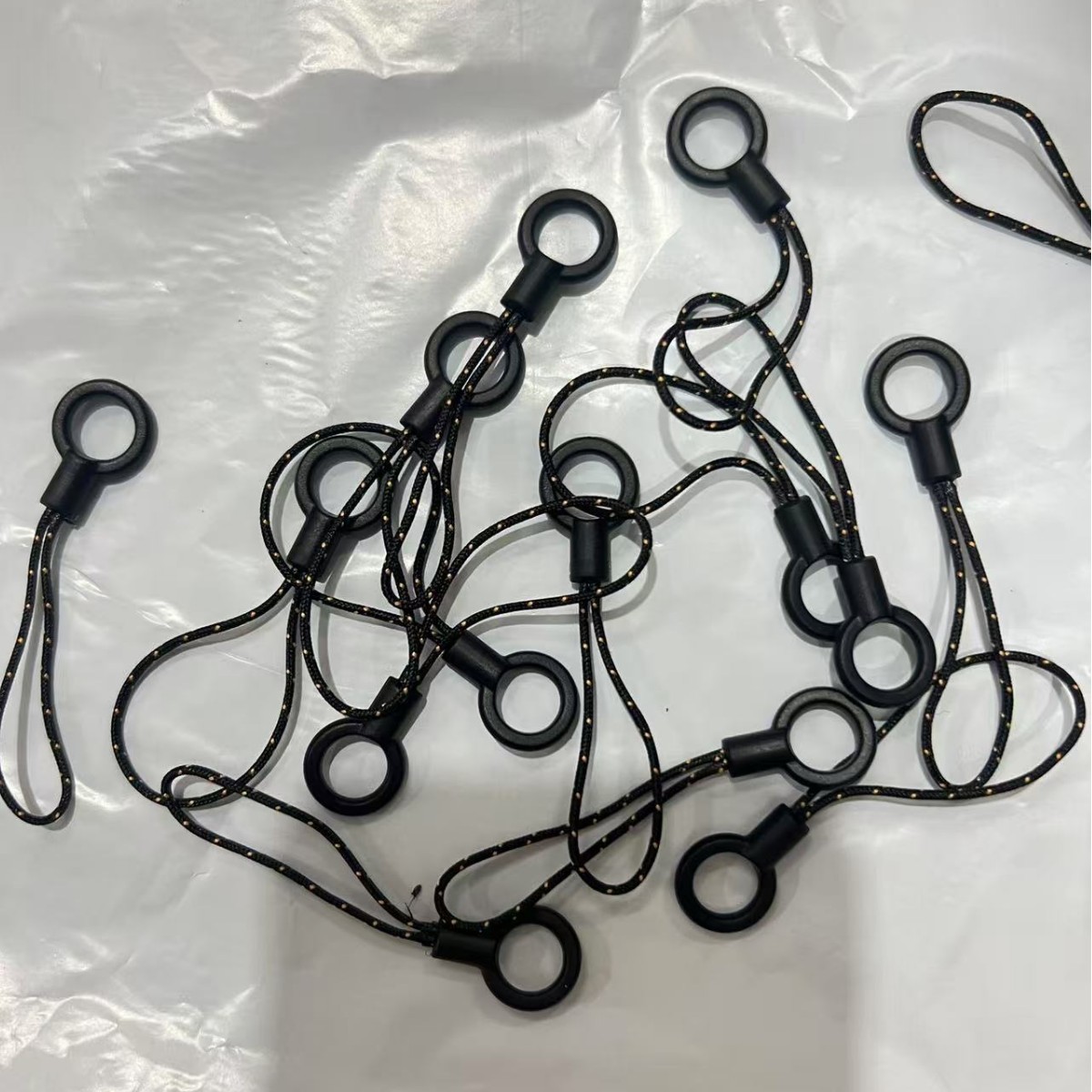 Black Circular Small Cord Ends Suitable for Phone Lanyard Accessories, Small Loop Cord, Thickened Thin Cord, DIY Hanging Chain, Short Cord