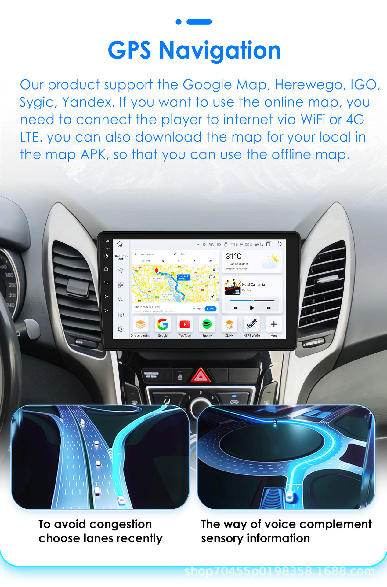 9 inch is suitable for 11-17 modern I30 Android navigation all-in-one reversing image car MP5 navigator