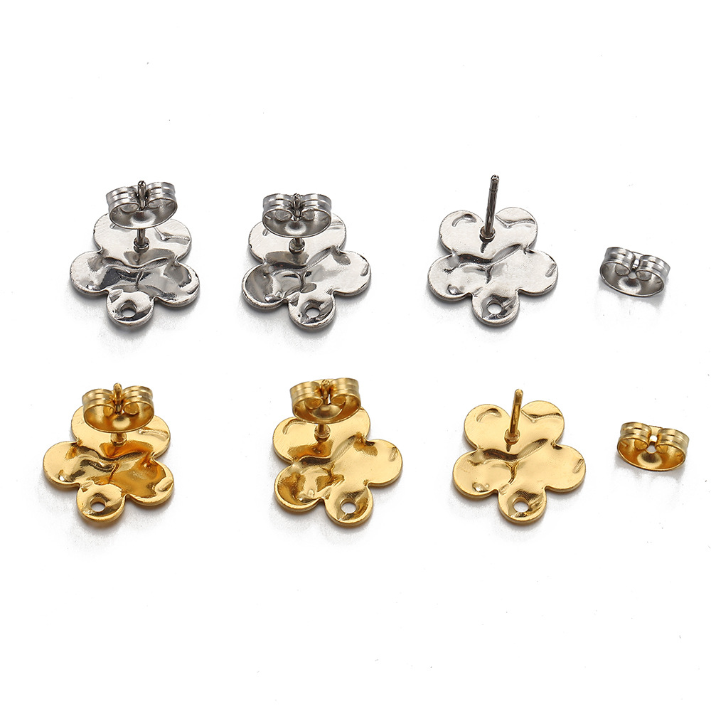Flower Pattern 10 PCS/Package 12mm 304 Stainless Steel Flower Earring Findings DIY Ornament Accessories