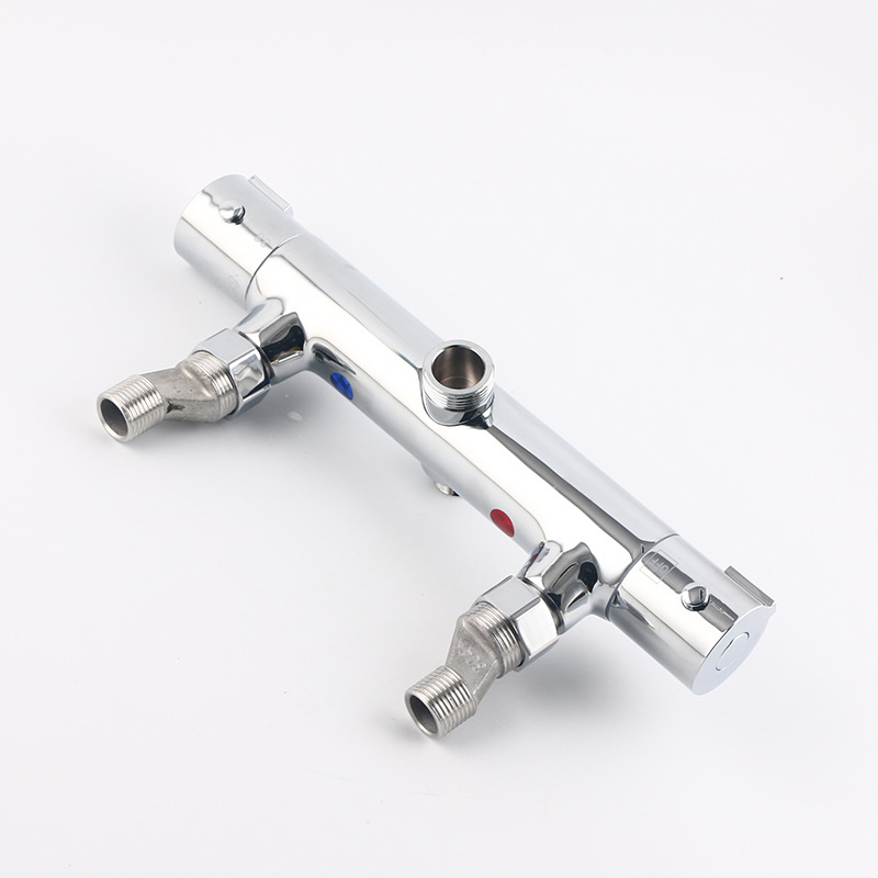 Grifo de control de temperatura de cobre calentador de agua eléctrico válvula solar termostato válvula mezcladora varilla redonda arriba y abajo salida de agua grifo de temperatura constante