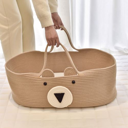 Newborn baby hand basket baby cartoon woven cotton rope cradle travel artifact storage basket storage basket