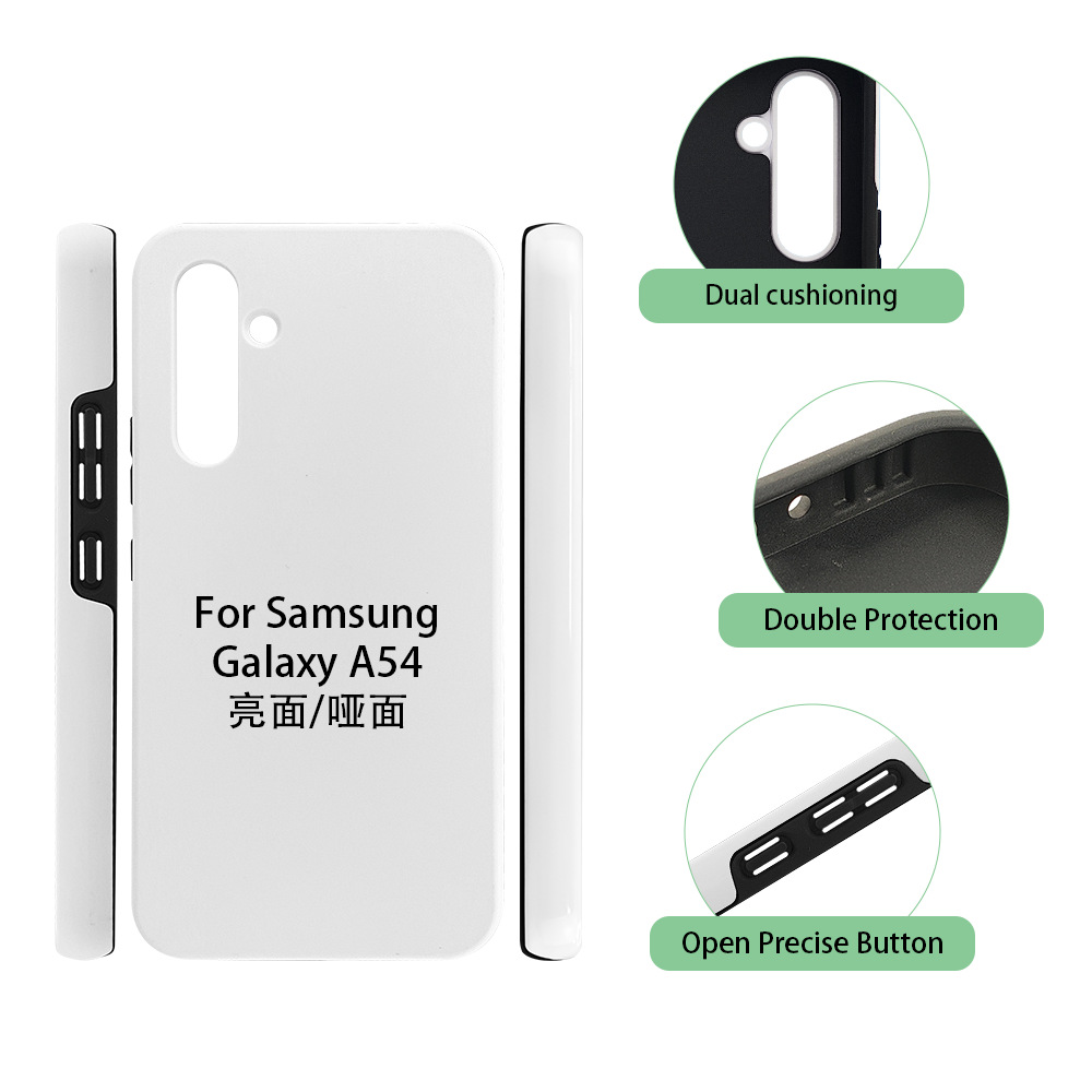 Aplicable a la serie Samsung Galaxy A recubrimiento de película de sublimación térmica 2 en 1 material de caso de teléfono celular al por mayor