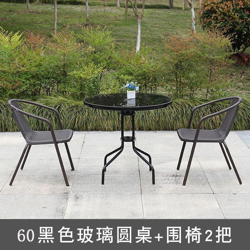60 블랙 라운드 테이블 + 롱 체어 2개, 가성비 좋음