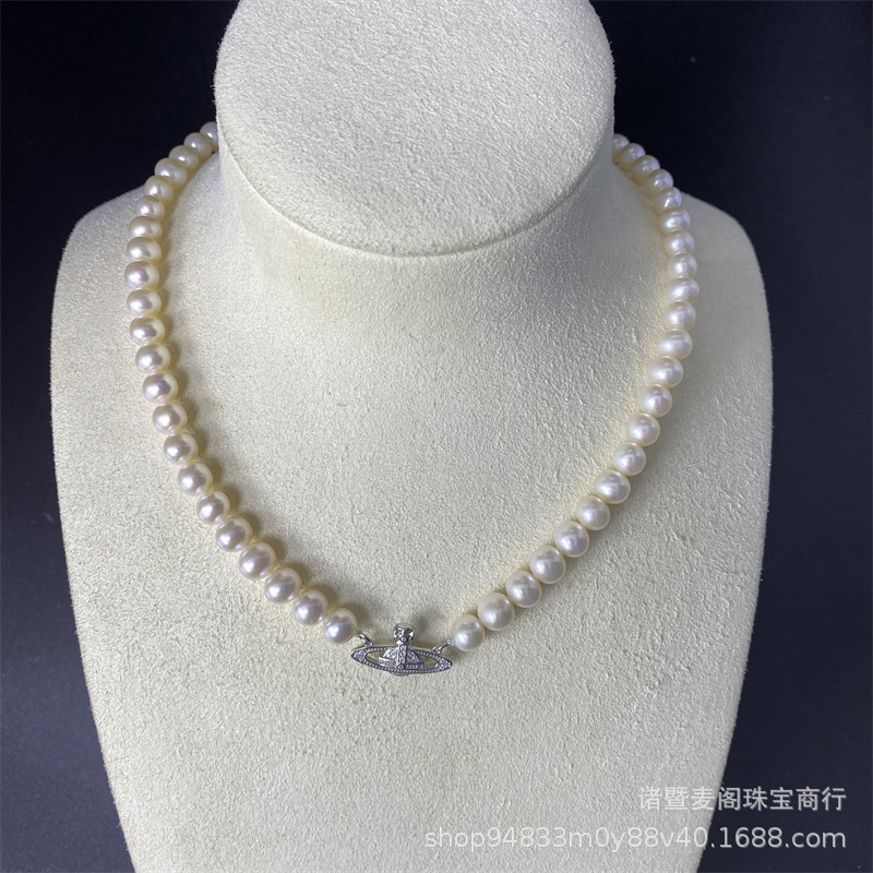 Freshwater Pearl 7-8mm Western Queen Mother's Necklace Extremely Strong Light Nearly Round and Immaculate Gift Giving Elegant Simple All-match Necklace for Women Freshwater Pearl 7-8mm Western Queen Mother's Necklace Extremely Strong Light Nearly Round and Immaculate Gift Giving Elegant Simple All-match Necklace for Women