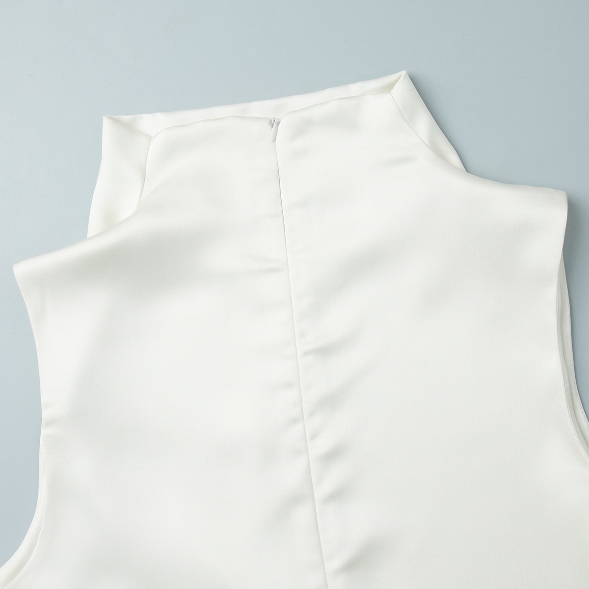Ärmelloses Satin-top Mit Rollkragen Und Spitzenbesatz Für Damen_voghion.com