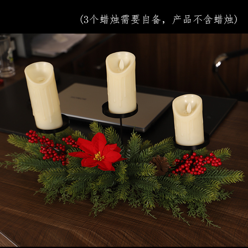 クリスマス装飾キャンドルホルダー、模造松ぼっくりPEクリスマスフラワー、新商品、テーブルセンターピース、暖炉飾り、テーブルデコレーション|undefined