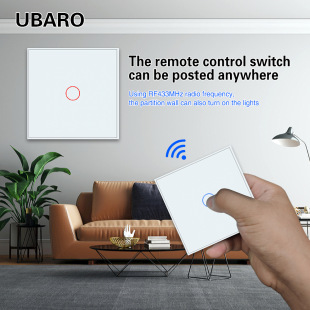 Type 86 European Standard Wireless Remote Control Switch Glass Panel 433Rf Radio Frequency Wiring-Free Switch Can Be Posted through the Wall