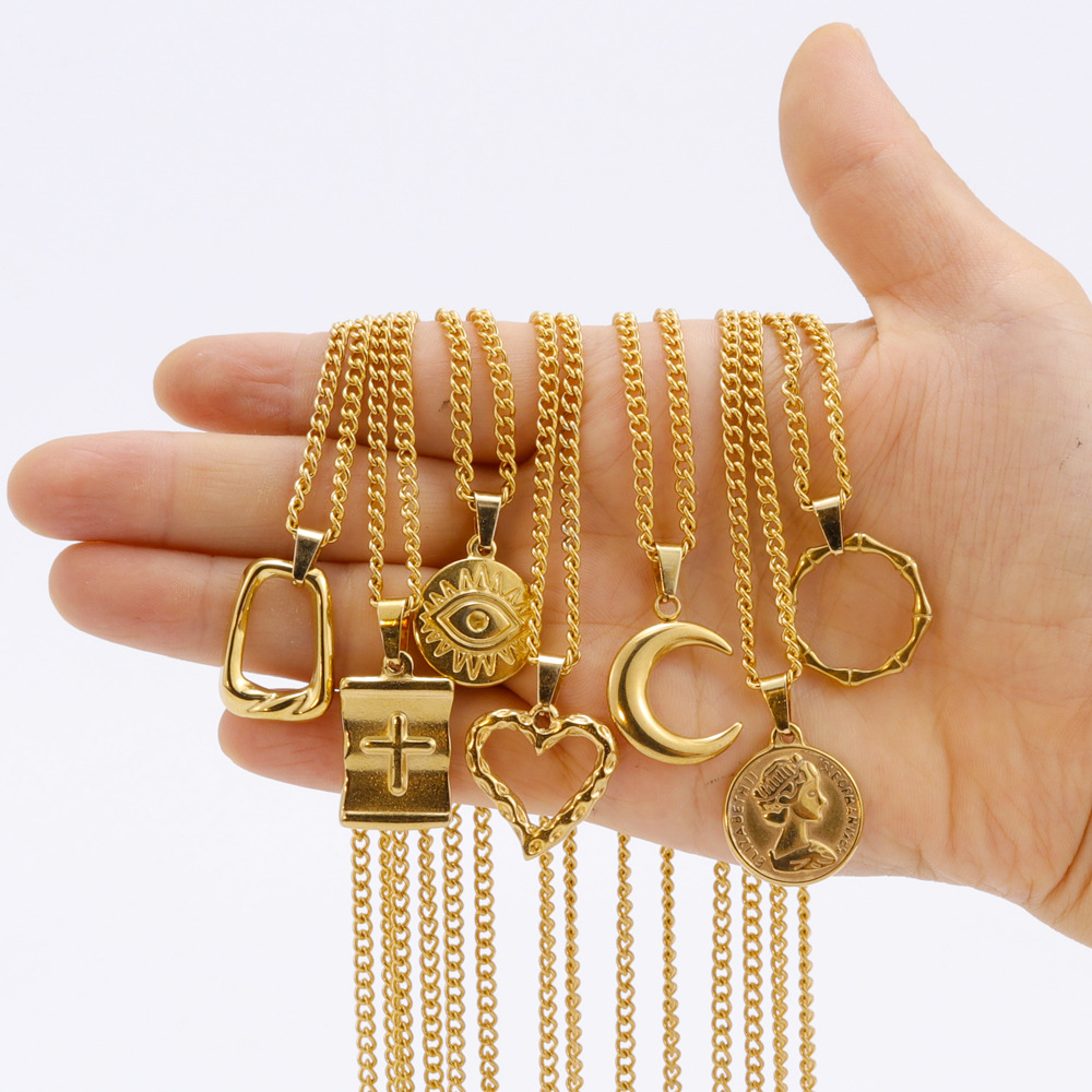 Fashion Heart Shape Stainless Steel Plating Pendant Necklace 1 Piece