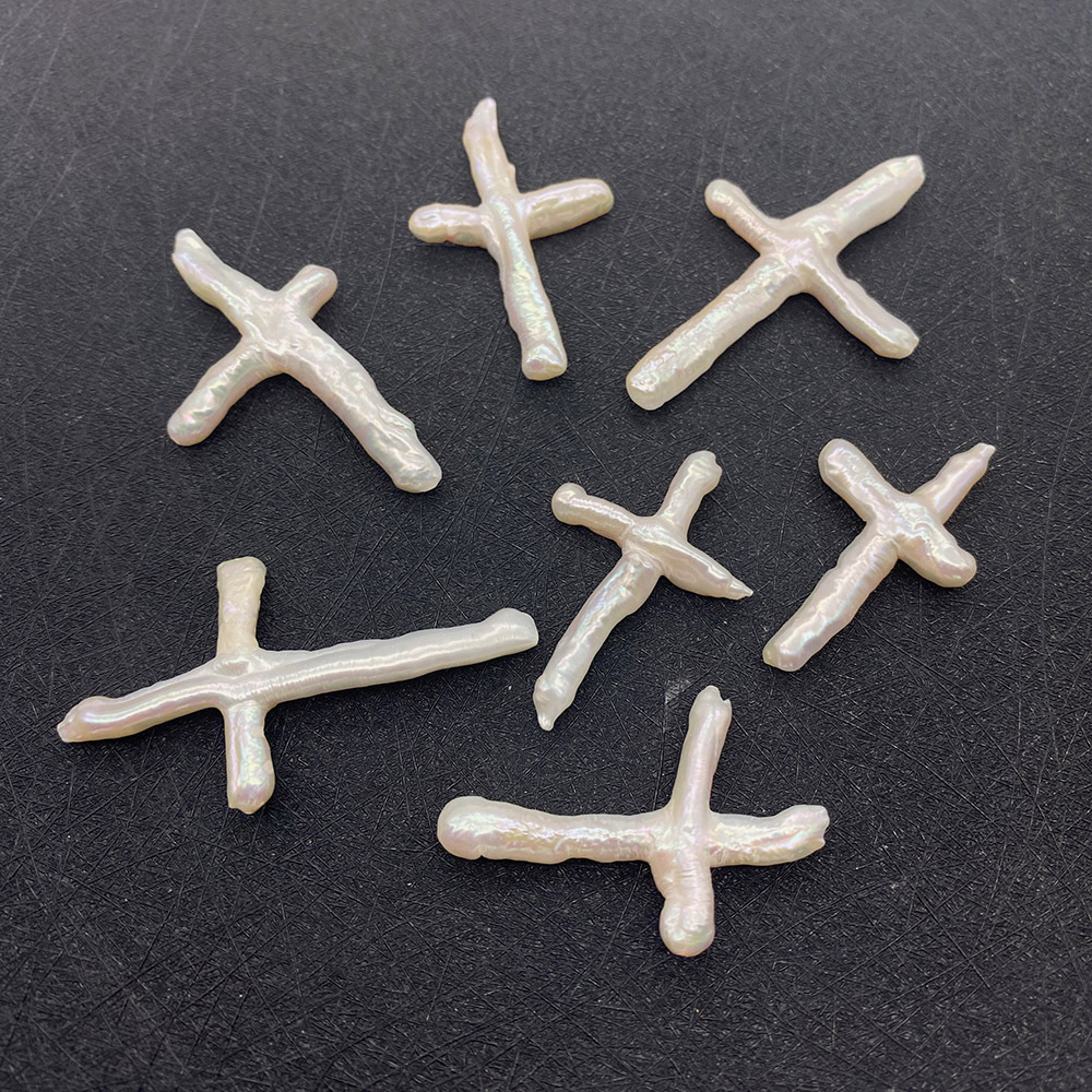 4g Weight 1 Piece 22*37mm Freshwater Pearl Cross DIY Jewelry Accessories Beads