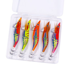 Wooden shrimp Lua bait long-range squid special Lua fake bait set seawater killing bass sequin bait sj033