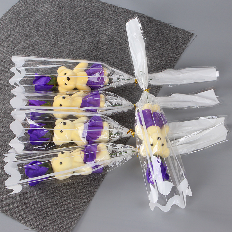 Fabricantes transfronterizos Regalos del día de la madre Flor de jabón de oso único Ramo de rosas de flores artificiales Actividades Empujar pequeños regalos