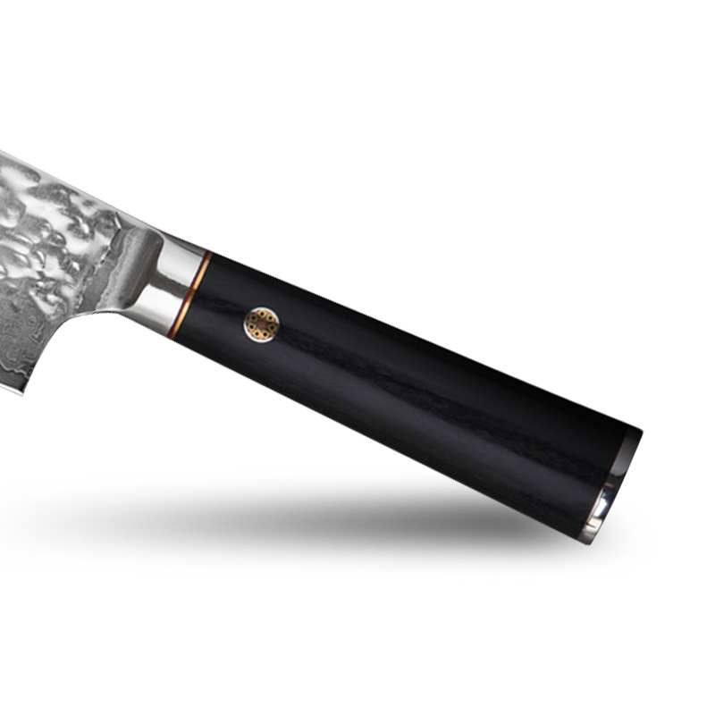 Cuchillo de acero de Damasco de 7 pulgadas, forjado con patrón de martillo, estilo japonés, 73 capas de acero inoxidable, cuchillo de cocina pequeño, acero fino, forjado a mano para el hogar image 4