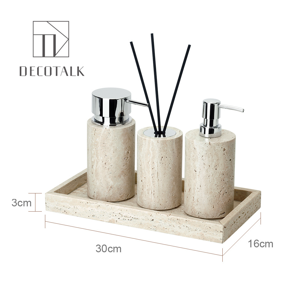 Huangdong Stone Baño de baño de cinco piezas conjunto de lavado conjunto de inodoro de mármol bandeja modelo decoración de la habitación "Viento silencioso"