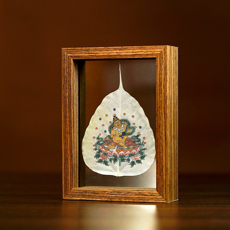 La Tabla pintada madera de la decoración de la hoja de Bodhi Zodiaco Dios amarillo del espécimen de la hoja de la riqueza puede ser cuadro fijo alta tabla transparente de la decoración de cristal