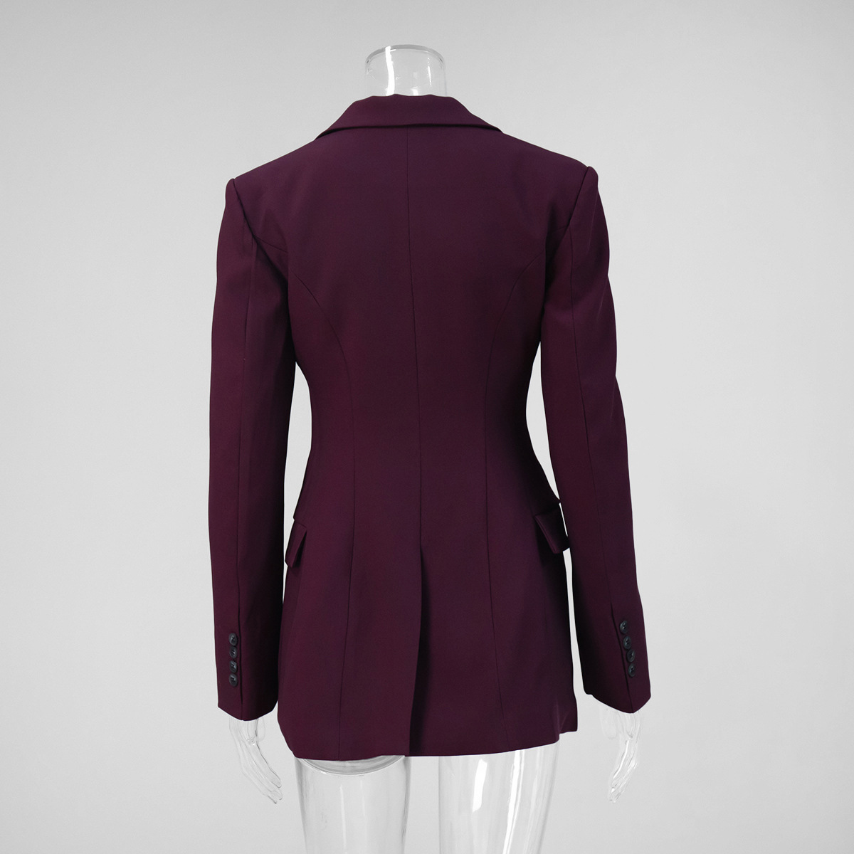Getailleerde dames blazer met v-hals en elegante taille_voghion.com
