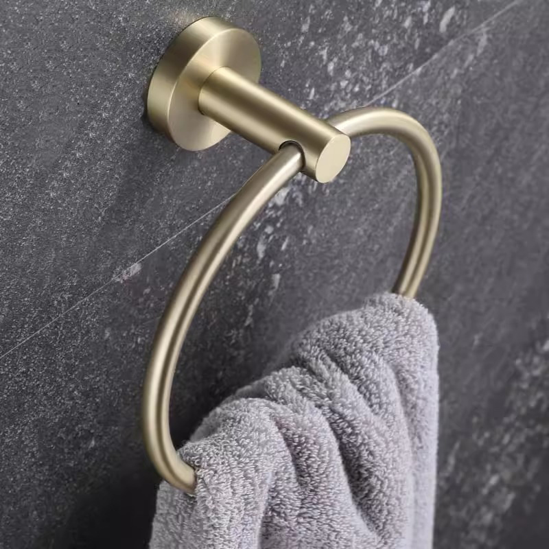 In-Stock Towel Rack 304 Stainless Steel Cross-Border European and American Style Black Towel Ring Bathroom Toilet Towel Storage Rack