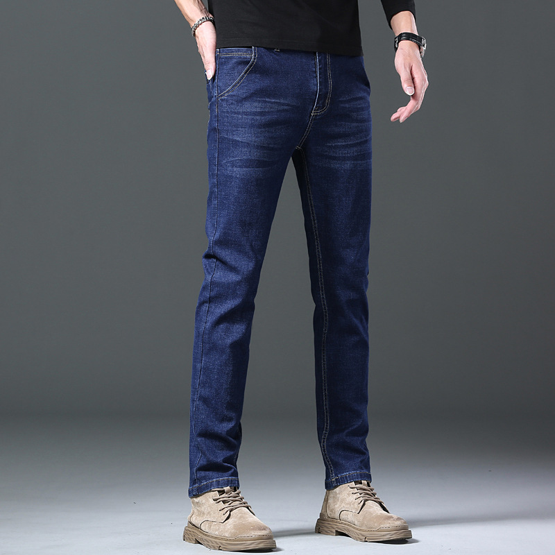 Autumn New Jeans Men's High Waist Elastic Loose Straight Casual Pants Anti Theft Buckle Back Bag_voghion.com