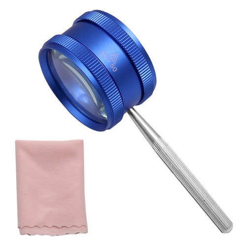 35 times 50mm high magnification antique jewelry amber identification reading handheld metal cylinder magnifying glass with lens cleaning cloth