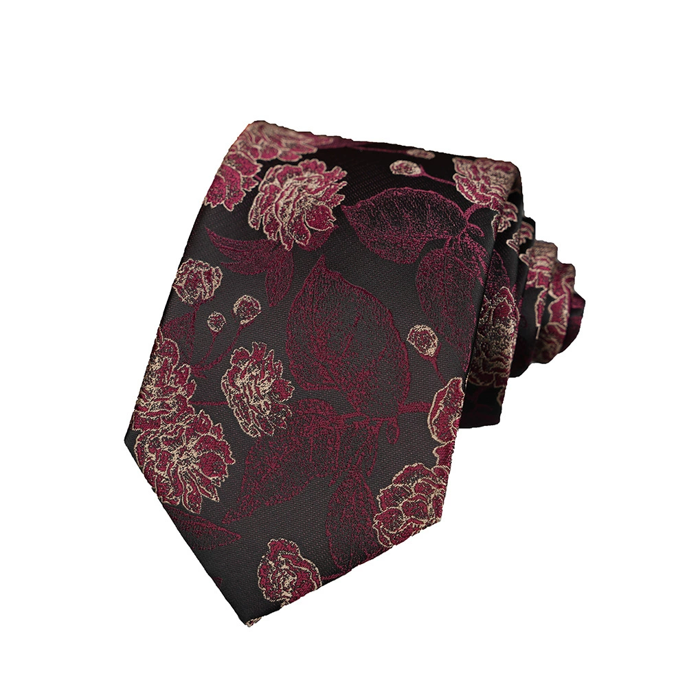 Retro Flowered Tie, Classic Leisure Accessory, 8 cm Width, Patterned Jacquard