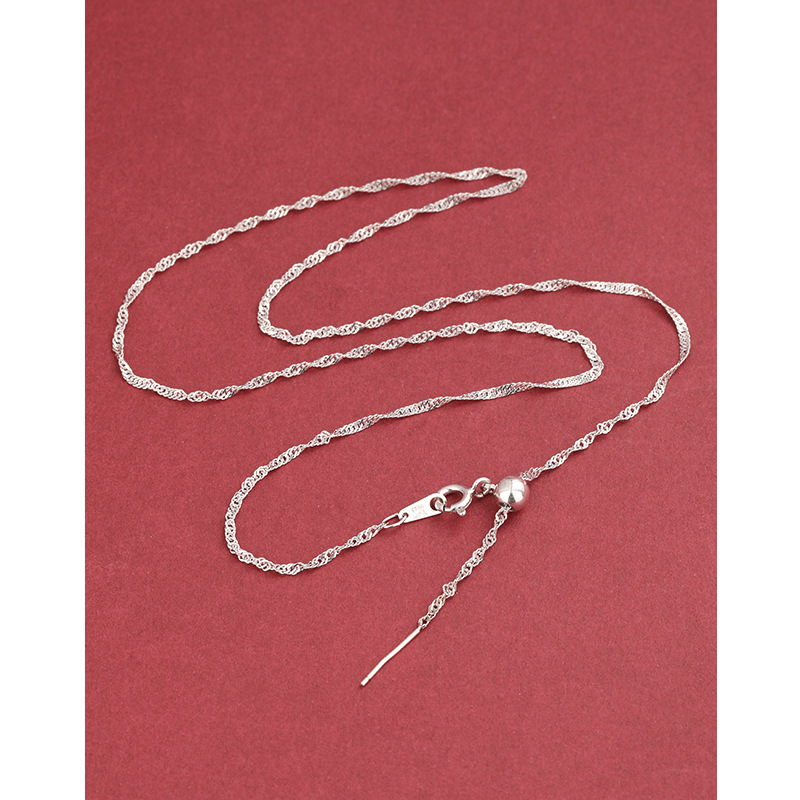 Collar de cadena Chopin de plata de ley 925, cadena universal femenina, cadena de pull, cadena de clavícula, cadena de suéter, colgante de aguja de agujero pequeño de bricolaje