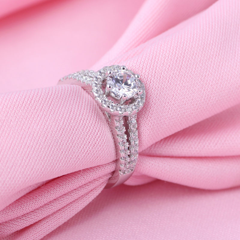 S925 silver diamond ring six-claw micro-inlaid artificial diamond crown ring European and American cross-border jewelry jewelry source factory