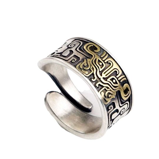Men's domineering fashion open ring retro personality index finger Chinese style auspicious beast ring in stock wholesale