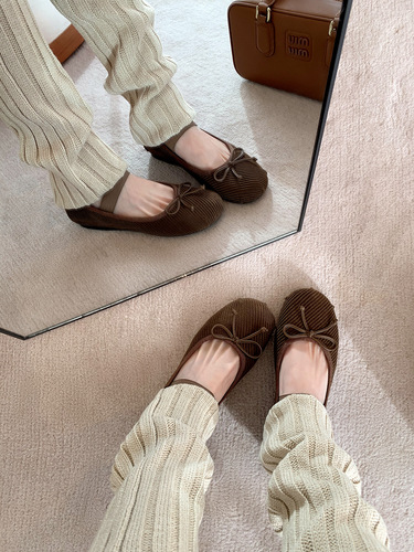 666-8 [Huidong Yixinda] Miu-style girl_Bow elastic band flat ballet shoes women's singles shoes