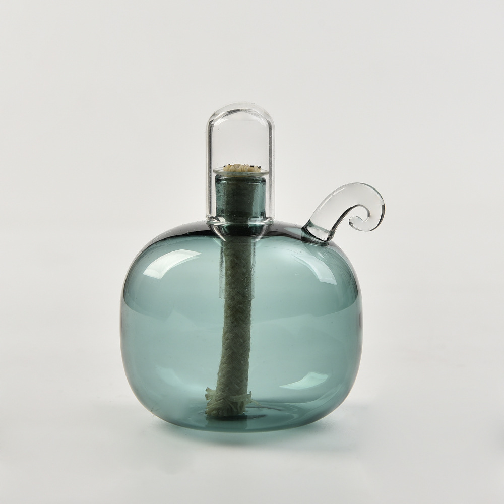 Lámpara de aceite de vidrio redonda esférica de color creativa candelabro decoración simple lámpara de mantequilla de escritorio doméstica moderna sin humo