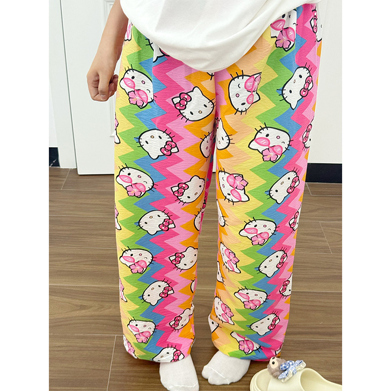 Rainbow thin cartoon trousers for leisure, oversize