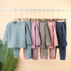 Children's boneless warm German velvet underwear winter plus velvet thickened boys and girls quick-heat bottoming pajamas home clothes set