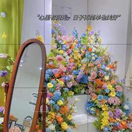 新款ins莫奈花园仿真花装饰造景橱窗花艺拍照婚庆仿真花园墙紫色