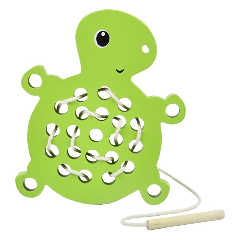 Juego de hilo y cuentas de tortuga y estrella de mar de madera para niños, para practicar la coordinación ojo-mano y la inteligencia, juguete personalizable.