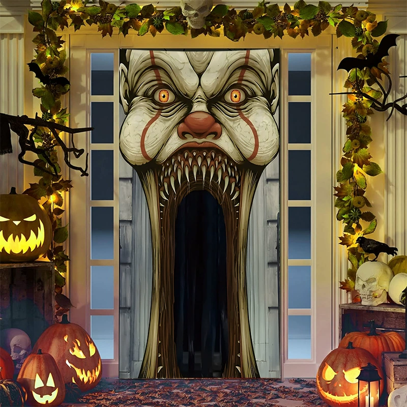 Amazon Cross -border Halloween Cover Cartoon Anime Witcher Skull Shelf Pumpkin Head Atmosphere Gate Patch background