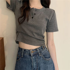 ホットガール Tシャツレディース夏 2025 新しい韓国スタイルスリムフィット半袖カラー学生トップトレンディ