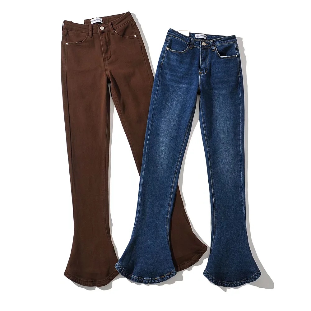 Women's Daily Streetwear Solid Color Full Length Washed Flared Pants Jeans display picture 1