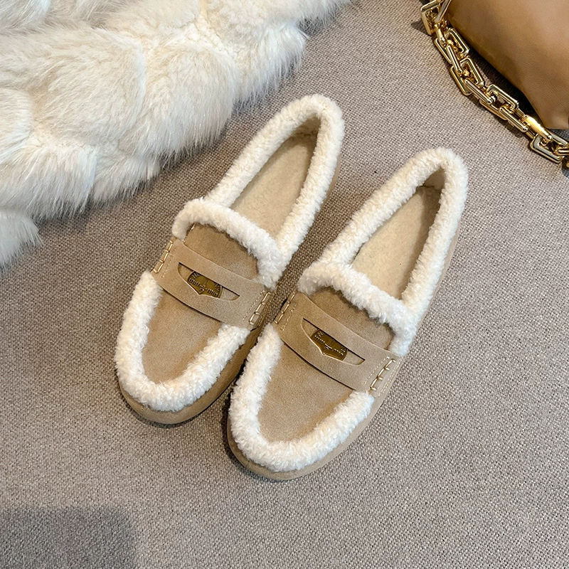 В наличии~ Лоферы из натуральной кожи с овечьей шерстью, теплые и пушистые, слипоны на плоской подошве с меховой отделкой для женщин.