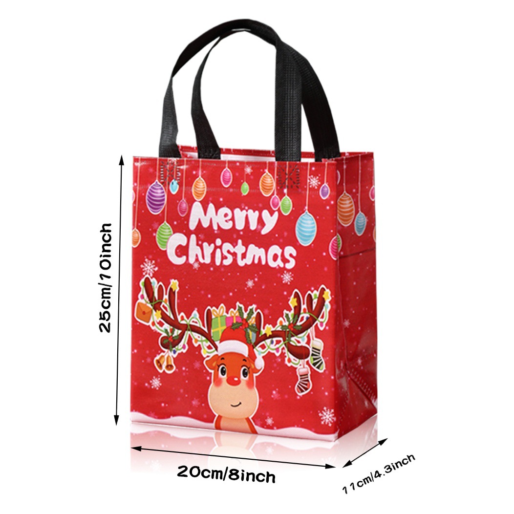 Bolsa de regalo de Navidad en stock fábrica al por mayor bolsa no tejida recubierta prensada en caliente bolsa de Protección Ambiental logotipo imprimible