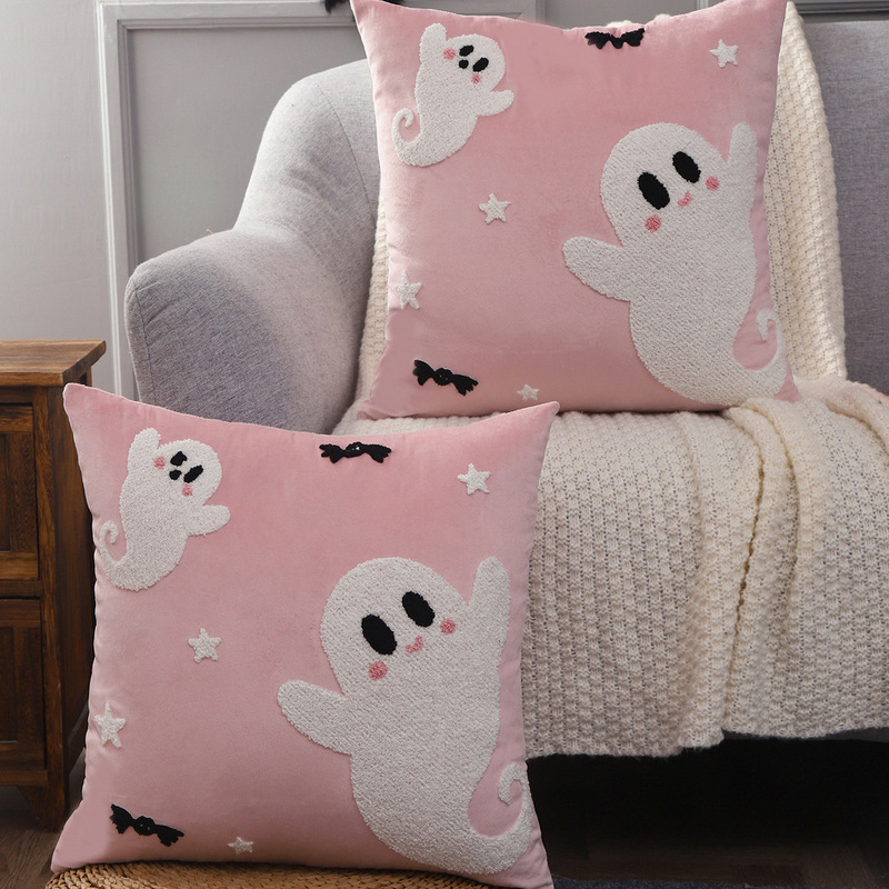 ハロウィンゴースト枕カバー立体タオル刺繍ゴースト枕クッションカバーフェスティバルリビングルームソファクッションカバー|undefined
