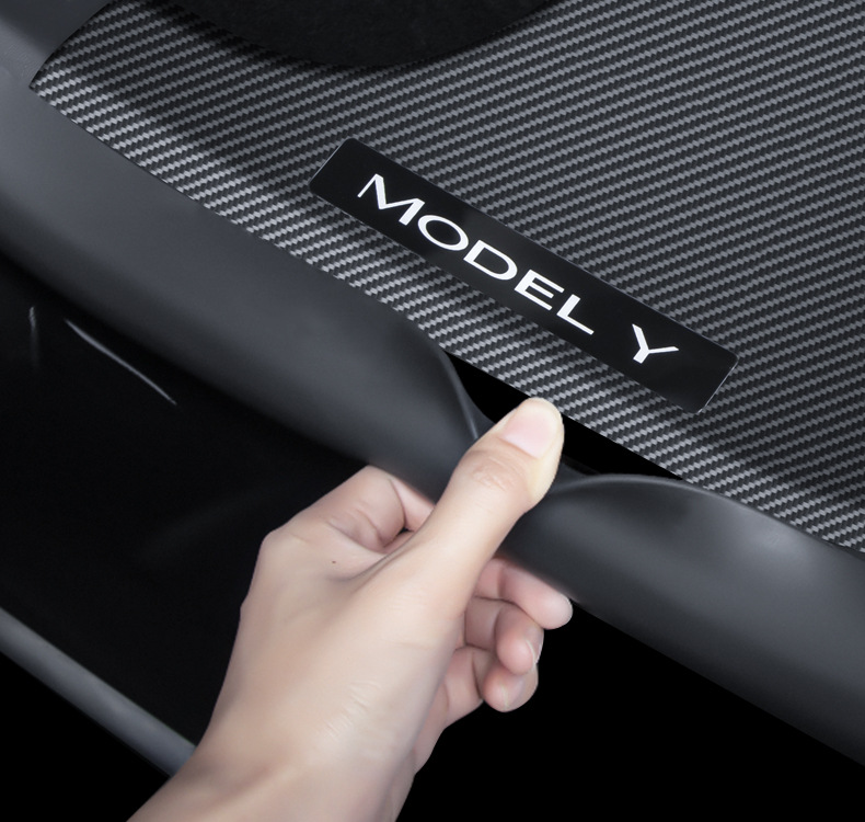Suitable for Tesla Model Y/3 Carbon Fiber Rear Door Sill Strip Upgraded Version Anti-Kick Seat Protection Corner Accessories
