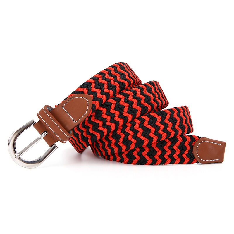 Nuevo color sólido de las mujeres cinturón de lona delgada cinturón elástico casual tejido estudiante pin hebilla cinturón al por mayor