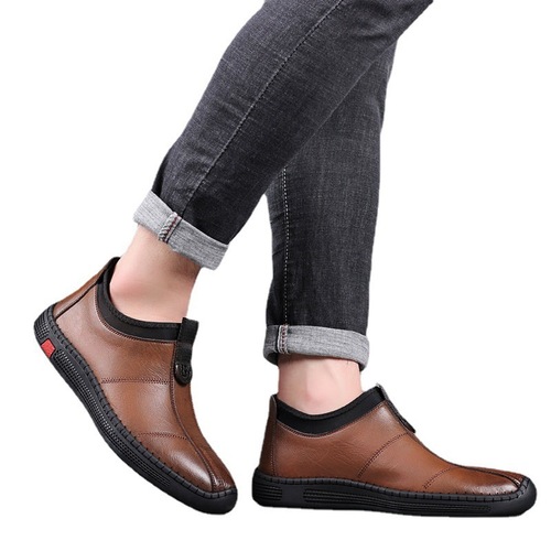 Men's Casual Leather Shoes Spring and Autumn  Soft Sole Men's Shoes Comfortable One-Step Dad Shoes Daily Low-top Leather Shoes
