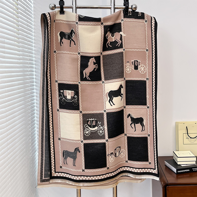 Apparel Accessories New Retro Pony Fashion Cashmere Scarf Women's Dual-use Double-sided Thickened Warm Neck Temperament Air Conditioning Shawl_voghion.com