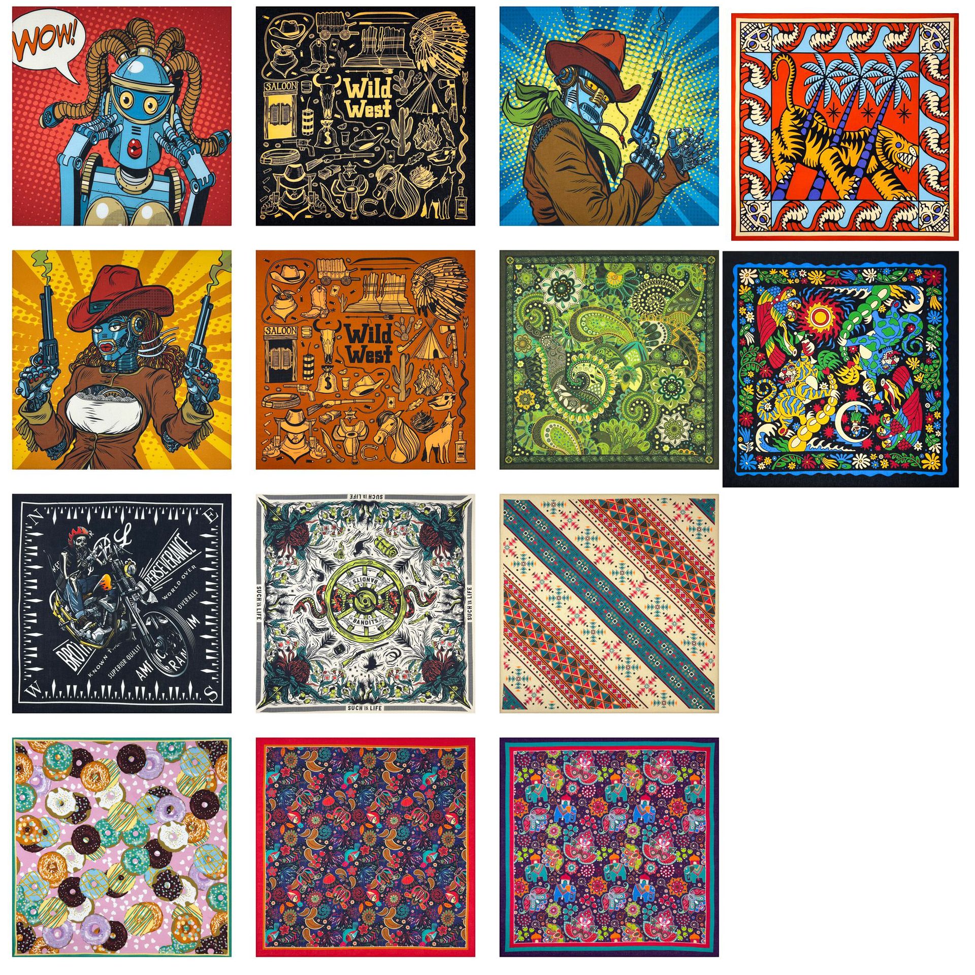 Directly from the Manufacturer, In-Stock Pure Cotton Outdoor Sports Square Scarf, Hip-Hop Paisley Headscarf and Face Towel