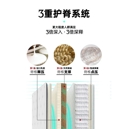 Imported Latex Mattress Hard Pad S-Shaped Jute Hard Pad Simmons Independent Spring Back Support Factory Direct Sales Customizable 