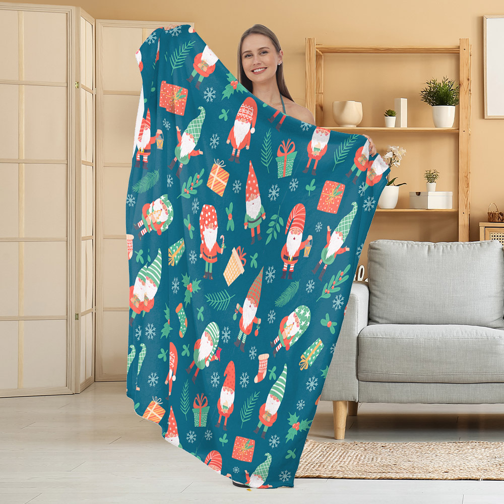 Manta de Franela Festiva con Estampado Navideño, Manta para Siesta, Manta para Aire Acondicionado, Manta Gruesa para Sofá, Manta para Dormitorio