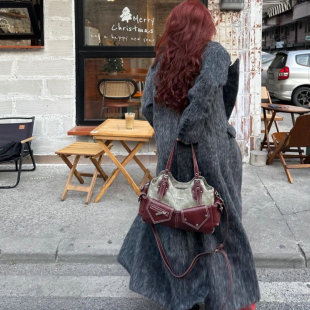 Retro denim one-shoulder bag, trend shoulder bag