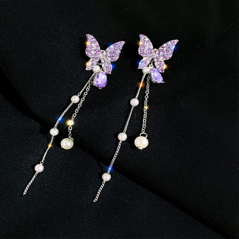 1 Pair Fashion Butterfly Alloy Inlay Rhinestones Women's Drop Earrings display picture 7