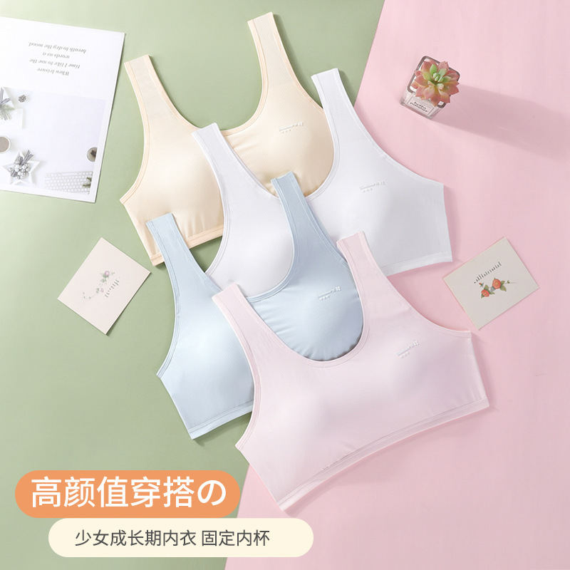 New Fat Plus Fat Plus Fat Girl Fixed Cup Bra Women's Ice Silk Development Vest Junior High School Girl's Underwear New Fat Plus Fat Plus Fat Girl Fixed Cup Bra Women's Ice Silk Development Vest Junior High School Girl's Underwear